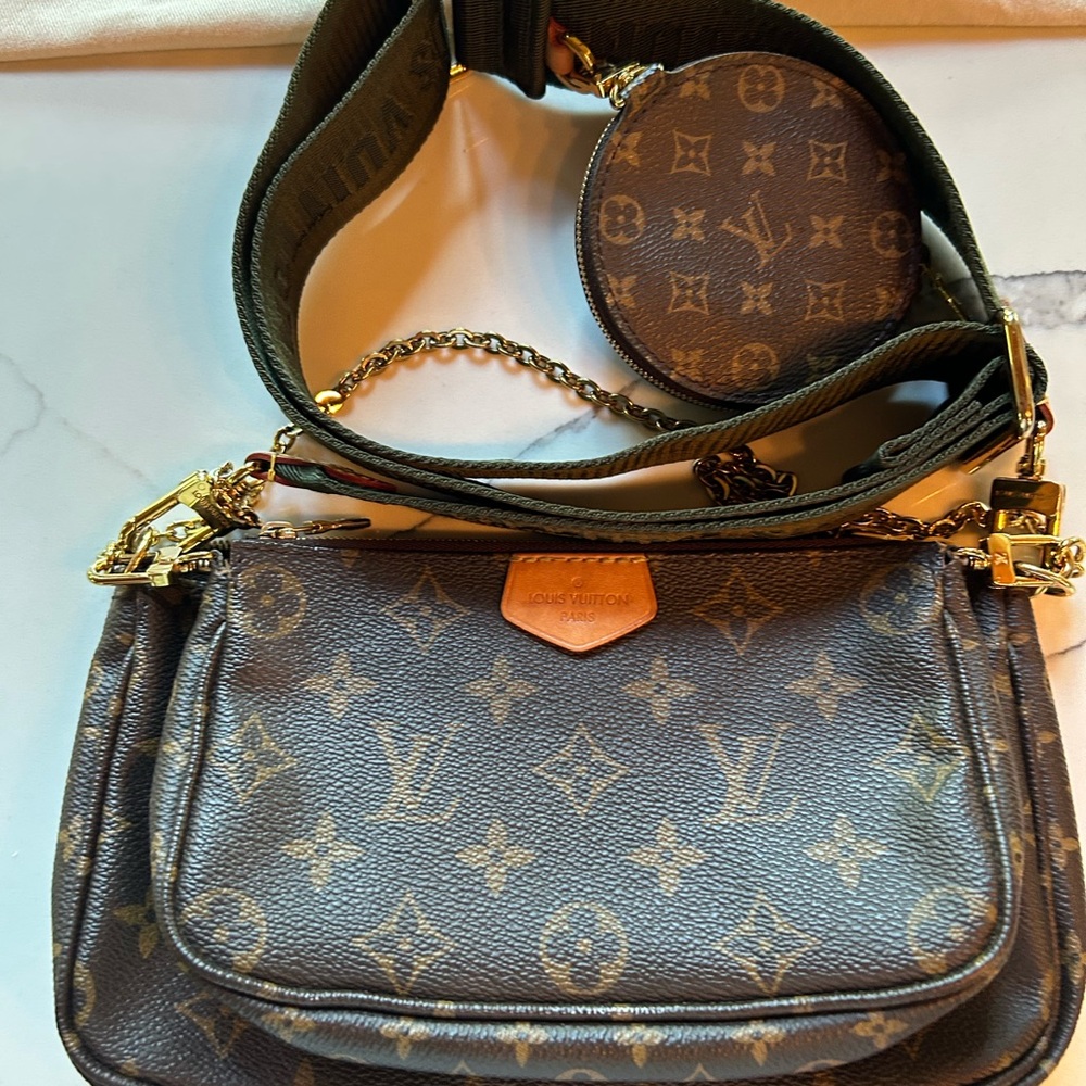 Louis Vuitton Brown Monogram Crossbody Bag with Chain Detail